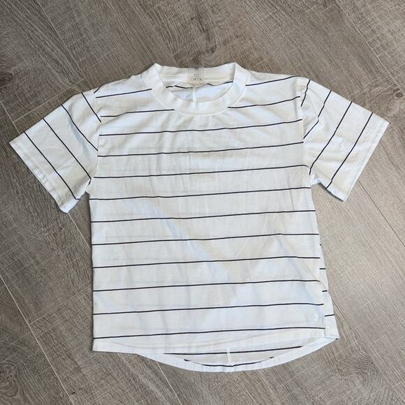 Pair of CALIA Women’s White and White Black Striped Short Sleeve Crew T-Shirts - Picture 8 of 11